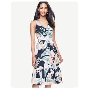 Ann Taylor Island Floral Sleeveless Cross Back Dress sz 10